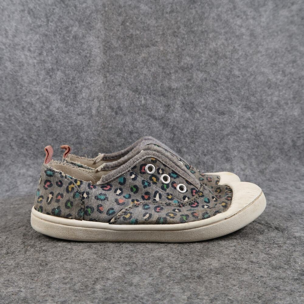 Cat & Jack Shoes Kids 11 Sneakers Casual Slip On Leopard Print Girls Flats Gray